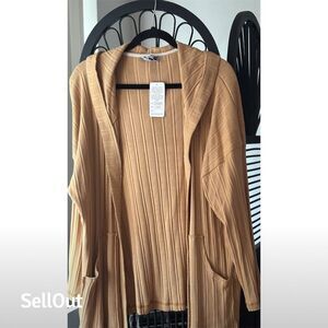 Yak&Yeti Women's Brown Hooded Duster Cardigan Sweater Size m